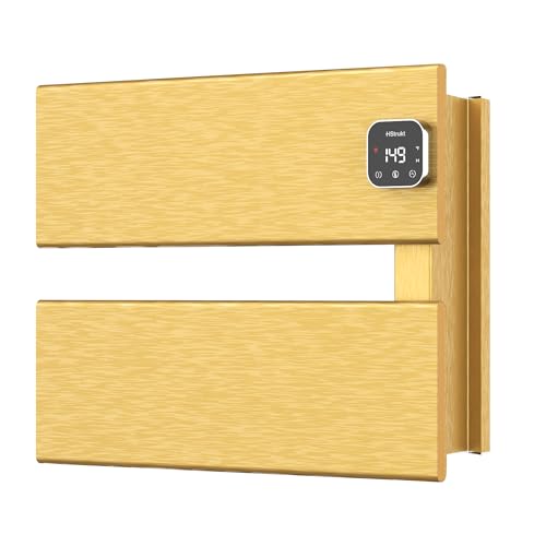 L Series Electric Towel Warmer for Bathroom, 2 Panel, Gold | Thermo Control and Timer, Fast Heat in 3 Mins, Dry Towels in 4 hrs, Memory Function, Work with Smart Plug, Right-Wiring - color: Gold, size: 2 Panel