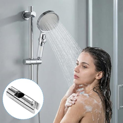 Shower Head Holder for Slide Bar - Universal Adjustable 0.77-1.1in /19-27mm | Hand Shower Wand Holder Bracket - 360 Degree Rotation Sprayer Showerhead Holders with Hanging Bathroom Replacement