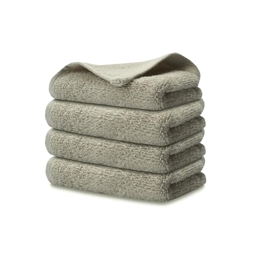Fingertip Towel, 11x18, Terry Velour Premium Washcloths, 100% Cotton, Soft, Guest Towels, Silver Gray (Pack of 4) - color: Silver Gray