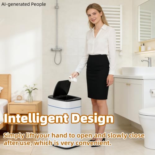 Smart Trash Can, Sensor Opening and Closing (1, Square Gold) | Automatic Trash Can for Living Room, Bedroom, Kitchen and Bathroom - color: Square Gold