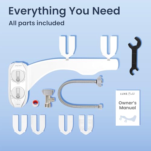 LUXE Bidet NEO 185 PLUS - Patented Bidet Attachment for Toilet, Chrome | Non-Electric, Dual Nozzle, Slide-In Install, 360° Self-Clean, EZ-Lift to Clean, Feminine & Rear Wash - color: Chrome
