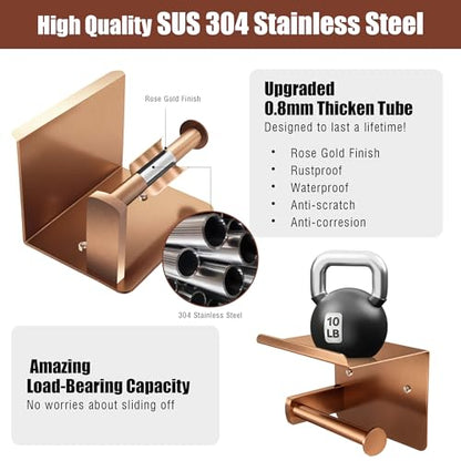 Rose Gold Toilet Paper Holder with Shelf, SUS304 Stainless Steel Rustproof Wall Mount Toilet Paper Roll Holder, Screw Bathroom Toilet Paper Holder for Kitchen, Washroom, RV - color: Rose Gold