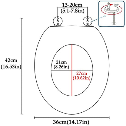 Upgraded Toilet Seat with Quick Release & 360° Rotating Hinges, Top or Bottom Fix, User-Friendly Install & Clean, Oval Shape, Silver Transparent - Universal Fit (1252) - color: Yellowtransparent