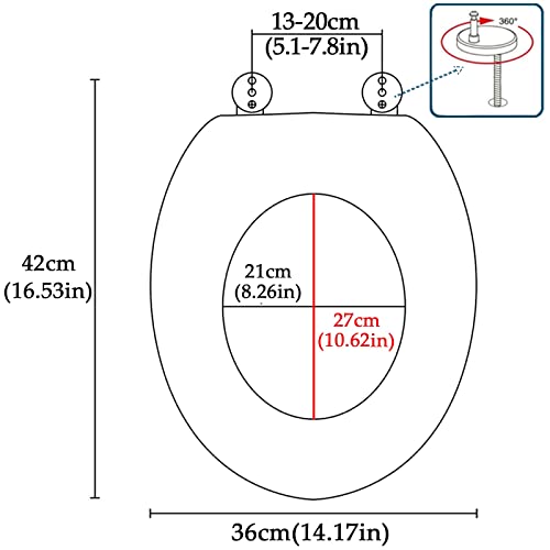 Premium Quick Release 360° Hinged Oval Toilet Seat, Top/Bottom Fix Options, Effortless Install & Maintenance, Silver Transparent - Standard Size (1251) - color: Silvertransparent