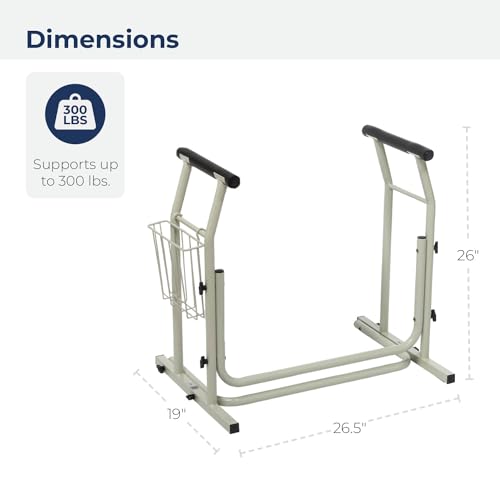 Drive Medical Freestanding Toilet Safety Frame Grab Bar Rail, White | Freestanding Design Supports Users Up to 300 Pounds with Sturdy Grab Bar for Added Toilet Stability