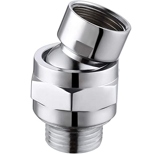 Shower Head Swivel Ball Adapter, Biveah Brass Shower Connector Adjustable Shower Arm Extension Chrome, KSB009C - color: Chrome
