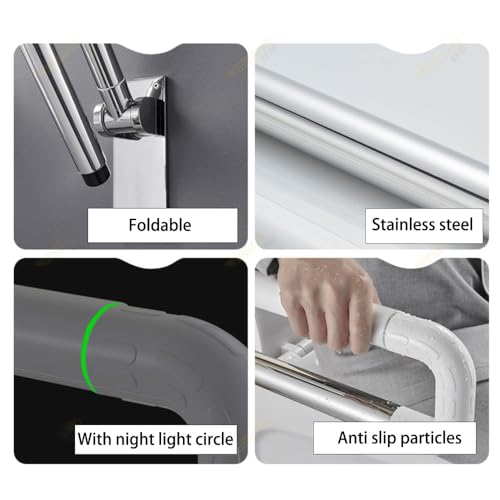 27.6 INCH Toilet Safety Rails, Disabled Flip-Up Bathroom Grab Bar, Toilet Handrails Hand Grips Handle Shower Assist Aid, Handicap Grab Bars for Elderly(Gray:Yellow) - color: Yellow