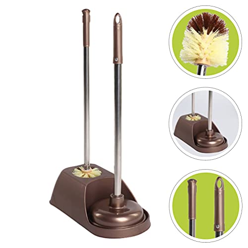 DOITOOL Toilet Brush and Plunger Set with Long Ergonomic Handle for Deep Cleaning Bathroom Toilets Non-Slip Grip Toilet Cleaning Tools for Home Maintenance 20.5 Inch Length