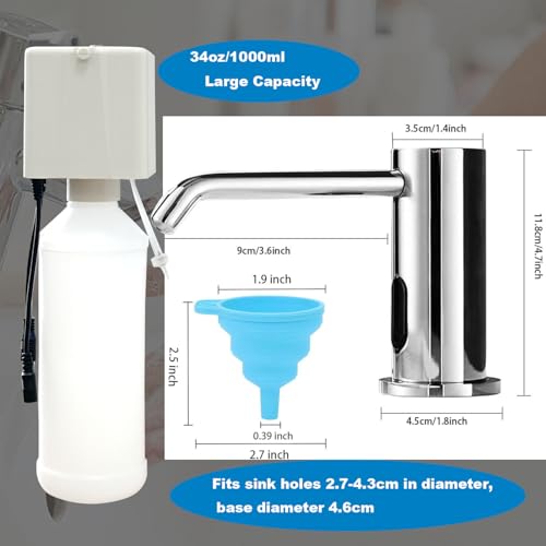 Automatic Soap Dispenser for Kitchen, Electric Soap Dispenser Built in Sink | Touchless Liquid hand Soap Dispenser with 1000ml Bottle, Infrared Sensors Soap Dispenser for Business Bathroom Chrome Plating - color: Electroplated-liquid