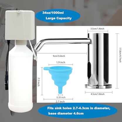 Automatic Soap Dispenser for Kitchen, Electric Soap Dispenser Built in Sink | Touchless Liquid hand Soap Dispenser with 1000ml Bottle, Infrared Sensors Soap Dispenser for Business Bathroom Chrome Plating - color: Electroplated-liquid