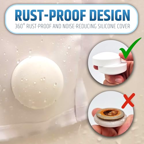 XL & Extra Heavy Powerful Anti-Billowing Magnetic Shower Curtain Weights for Splash-Free Bath Experience - 360° Silicone Wrapped - Will Never Rust - Prevent Curtain from Blowing | 4 XL Pairs | White - color: White, size: 4 XL Pairs