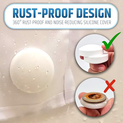 XL & Extra Heavy Powerful Anti-Billowing Magnetic Shower Curtain Weights for Splash-Free Bath Experience - 360° Silicone Wrapped - Will Never Rust - Prevent Curtain from Blowing | 4 XL Pairs | White - color: White, size: 4 XL Pairs
