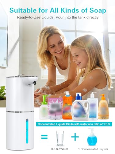 2 Pack Automatic Liquid Soap Dispenser, Rechargeable Touchless Soap Dispenser, Digital Display, 6-Level Adjustable, 380mL Wall Mount Countertop Hand Soap Dispenser for Bathroom Kitchen Sink