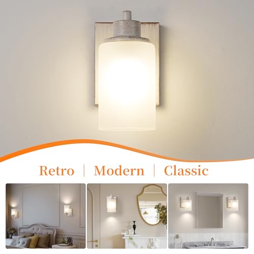 2 Pack Bath Vanity Light Fixture, Modern Indoor Wall Scone Lighting with Opal White Glass Shade, White Gold Wall Lamps - color: White Gold, size: 2 Pack
