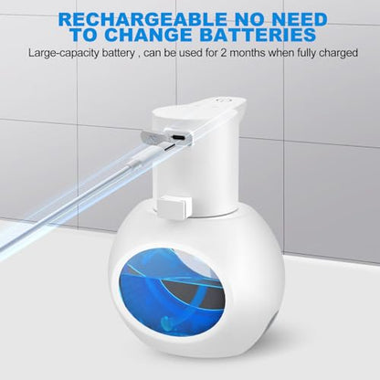 Automatic Foaming Soap Dispenser, 15oz/420ml Smart Hand Soap Dispensers, Touchless Wall Mount with 4-Level Adjustable, Rechargeable Foaming Hand Soap Dispenser for Bathroom Kitchen Office White - color: White
