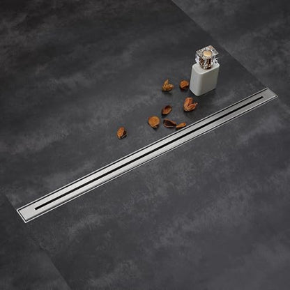 24 Inch Ultra Narrow Linear Shower Drain, Brushed Nickel Extra Slim Shower Drain, 304 Stainless Steel, Easy to Install and Clean for Bathrooms (Drain Base Not Included), LSDE8-31A-24S - color: Brushed Nickel, size: 24 Inch
