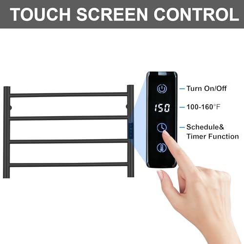 Electric Towel Rack with Voice Control for Alexa & Google Home,TUYA - Wall-Mounted Bathroom Heating Towel Warmer,Plug-in,Stainless Steel Material,16.54x23.62x5.51 in,Black,4 Bars - color: Black With Wifi, size: 4 Bar
