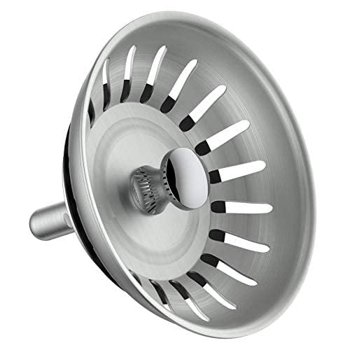KANARY Stainless Steel Sink Strainer with Rubber Stopper(Single, Stainless Steel) - color: Chrome, size: Twin