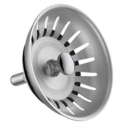KANARY Stainless Steel Sink Strainer with Rubber Stopper(Single, Stainless Steel) - color: Chrome, size: Twin