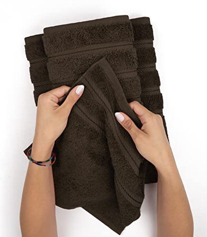 American Soft Linen 100% Cotton Luxury Turkish Towels, 4 PC Bath Towel Set | Soft Absorbent Quick Dry OEKO Tex Standard 100 Certificated Durable Machine Washable Premium Hotel Quality - color: Chocolate Brown, size: 27"x54"