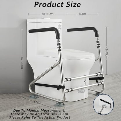 Toilet Safety Rails,Toilet Handles Safety Frames,Free Standing Adjustable Height Width Toilet Safety Frame Fit Any Toilet(A) - color: A