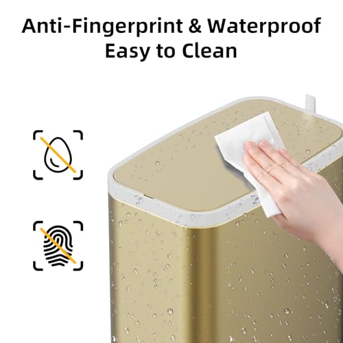 KdbK Champagne Gold Bathroom Trash Can with Lid Soft Close,1.6 Gallon Slim Garbage can,Small Metal Step Wastebasket for Office, Bedroom, Toilet, Live Room - color: Champagne Gold