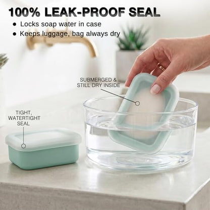 HighHerz Compact Leak Proof Silicone Travel Soap Case with Draining Tray - Portable Bar Soap Container - 2026 Upgrade Travel Essentials for Camping, Gym & Shower (Clear Green) - color: Clear Green