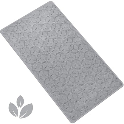 Non-Slip Rubber Bathtub Mat with Suction Cups, 16 × 28 Inch (Gray) | 100% Rubber, Leaf Texture. Vacuum Suction Cups. Soft on Touch. BPA/PVC-Free. Machine Wash. Safe For Bath, Shower, Pet Dogs. - color: Gray, size: 28" x 16" (Rectangular)