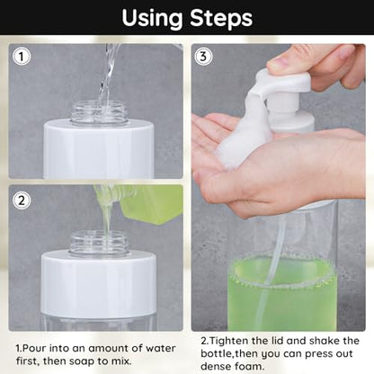 Segbeauty 16.9oz Clear Foam Soap Dispenser, 2pcs Refillable Plastic Foaming Hand Soap Dispenser, 500ml Empty Bathroom Foam Pump Dispensers Set Foaming Pump Bottle for Shampoo Lotion Liquids - color: Clear