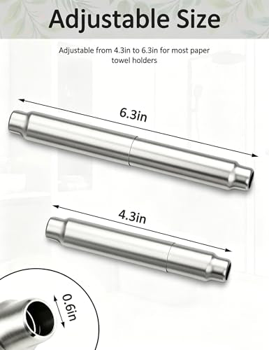 2 Pcs Toilet Paper Holder Roller Replacement Stainless Steel Adjustable Toilet Tissue Roll Spring Rod Replacement Spindle Fit for Bathroom Tissue Holder, Satin Nickel - color: Satin Nickel+2pcs