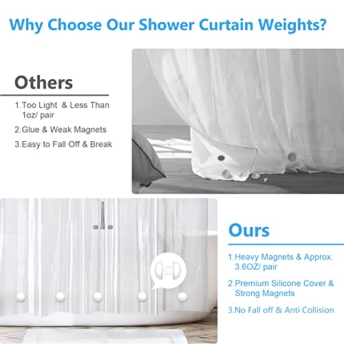 VANZAVANZU 5 Pairs Shower Curtain Weights, Silicone Wrapped Magnets, Heavy Duty Magnets Prevent Curtain Liner from Blowing, Rust-Free, White - color: White, size: 1.2"W x 1.2"L (Pack of 5)