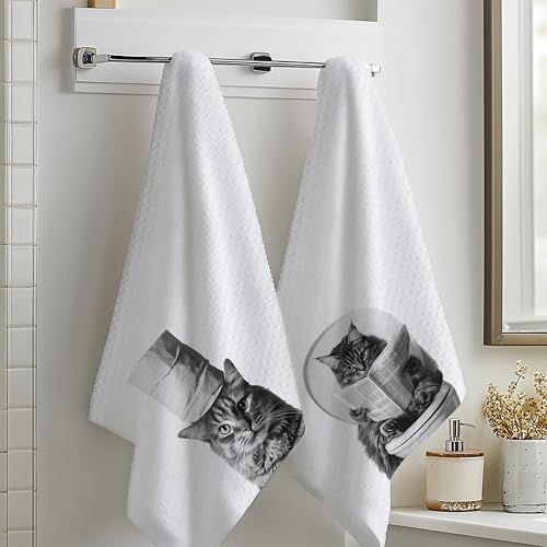 Funny Cat Gifts Bathroom Hand Towels Set of 2, Funny Cat Bathroom Washroom Decor, Tabby Cats Mom Gifts, 16x24 Inch - color: Set of 2-toilet
