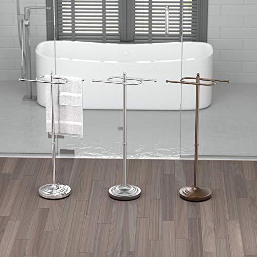 Gatco 1508, Modern Round Base Floor Standing S Style Towel Holder, Bronze / 38" H Freestanding Hand Bath Towel Stand for Bathroom - color: Bronze