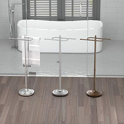 Gatco 1506, Modern Round Base Floor Standing S Style Towel Holder, Satin Nickel / 38" H Freestanding Hand Bath Towel Stand for Bathroom - color: Satin Nickel