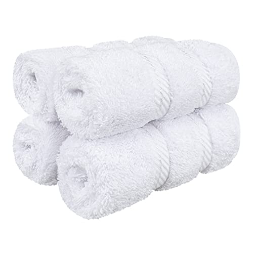 American Soft Linen 100% Cotton Luxury Turkish Towels, 4 PC Washcloth Set | Soft Absorbent Quick Dry OEKO Tex Standard 100 Certificated Durable Machine Washable Premium Hotel Quality - color: Bright White, size: 13"x13"