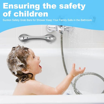 Suction Grab Bars for Bathtubs and Showers, Heavy Duty Shower Handle Removable Shower Handrails for Kids, Bathroom Safety Grip Waterproof(Silver) - color: White