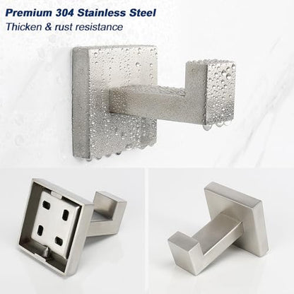 NearMoon Bath Towel Hooks -SUS304 Stainless Steel Square Clothes Robe Hooks Hanger, Heavy Duty Coat Hooks for Bathroom Livingroom Hotel Kitchen Garage, Wall Mounted (4 Pack, Brushed Nickel) - color: Brushed Nickel