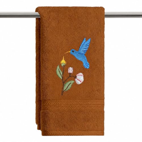 Artoid Mode 1 Pc Caramel Bird Floral Embroidered Hand Towels for Bathroom, 100% Cotton Soft Absorbent Farmhouse Decor Towels, 13.7 x 29.5 Inch - color: Caramel, size: 13.7" x 29.5", 1PC