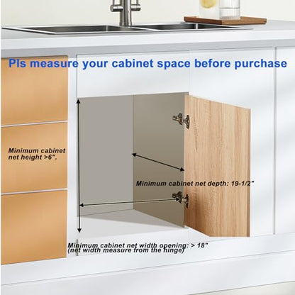 DINDON Pull Out Cabinet Organizer (17" W x 18" D) 1 Tier，Single Tier Oak Wood Under Cabinet Slide Out Shelf Drawer Box… - color: Oak Wood, 1 Tier, size: 17" W x 18" D