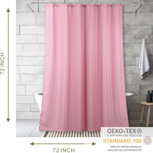 Pink Shower Curtain for Bathroom: Water Repellent Quick Dry - 72"Lx72"W | Striped Textured Linen Style Polyester Fabric Bath Curtain, Solid Simple Elegant Lightweight, Machine Washable, Semi-Sheer - color: Blush Pink, size: 72"W x 72"L (Pack of 1)