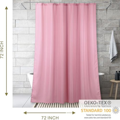 Pink Shower Curtain for Bathroom: Water Repellent Quick Dry - 72"Lx72"W | Striped Textured Linen Style Polyester Fabric Bath Curtain, Solid Simple Elegant Lightweight, Machine Washable, Semi-Sheer - color: Blush Pink, size: 72"W x 72"L (Pack of 1)