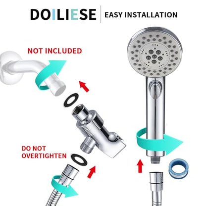High Pressure Shower Head with Handheld Spray 6 Settings Chrome | Hand Held Shower head with On Off Switch, Spa Spray Mode, 60inches Hose - color: Chrome, style: Modern