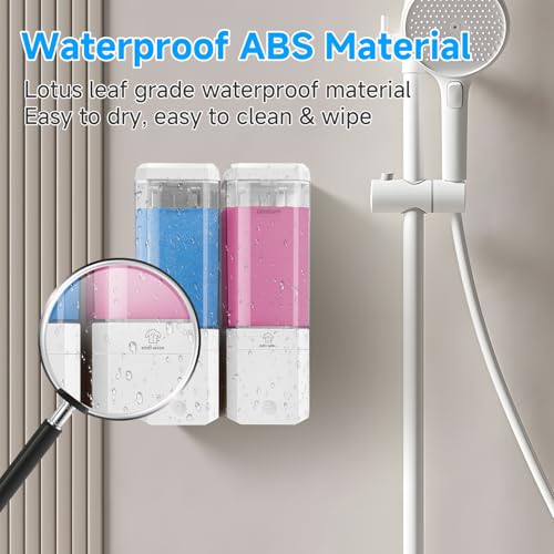Shampoo and Conditioner Dispenser,GlintGath Shower Dispenser 2 Chamber No Drill Shampoo Dispenser for Shower Wall Mounted Shower Soap Dispenser for Bathroom Hotel,Large Capacity 2 * 500ML,White - color: Clear White 2 Chamber