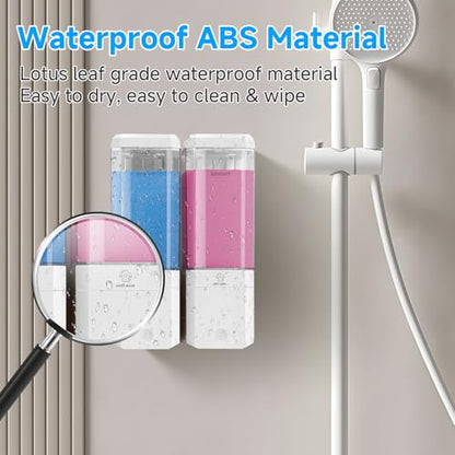 Shampoo and Conditioner Dispenser,GlintGath Shower Dispenser 2 Chamber No Drill Shampoo Dispenser for Shower Wall Mounted Shower Soap Dispenser for Bathroom Hotel,Large Capacity 2 * 500ML,White - color: Clear White 2 Chamber