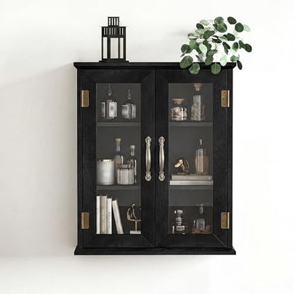 ChooChoo Bathroom Wall Cabinet, Medicine Cabinet with Acrylic Doors, Wall Mounted Over The Toilet Storage Cabinet with Adjustable Shelves for Bathroom, Kitchen, and Laundry Room, Black - color: Black