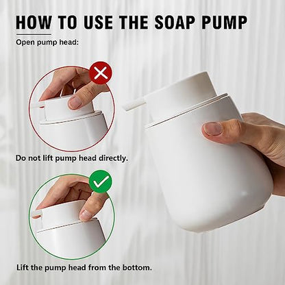 Agyiuns Soap Dispenser, Ceramic Foaming Soap Dispenser with Easy-to-Press Pump for Bathroom (White Foam Dispenser)
