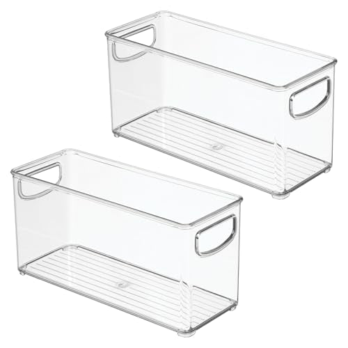 iDesign Plastic Stackable Pantry Bin, Set of 2, Clear | Storage Bin with Handles, For Cabinets or Fridge - style: Pack of 2