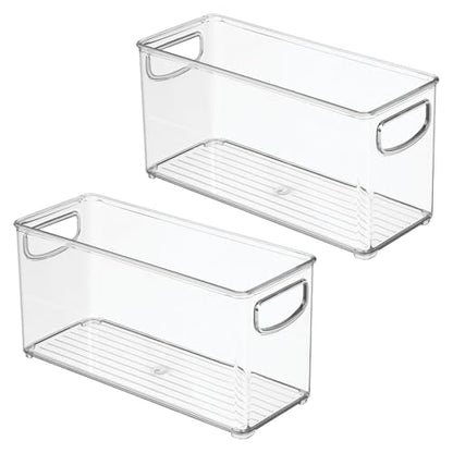 iDesign Plastic Stackable Pantry Bin, Set of 2, Clear | Storage Bin with Handles, For Cabinets or Fridge - style: Pack of 2