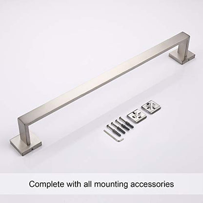 TASTOS 23.6 Inch Black Single Towel Bar Rack, SUS 304 Stainless Steel Bathroom Towel Bar Heavy Duty Towel Holder Kitchen Towel Rod, Wall Mount with Screws Towel Bar Rod Brushed Nickel Finish… - color: Brushed Nickel, size: 23.6-Inch