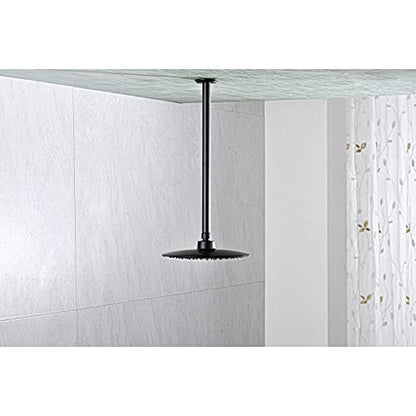 16 Inch Matte Black Ceiling Mounted Shower Arm for Rain Shower Head | Shower arm and flange - color: Black, size: 16 Inches